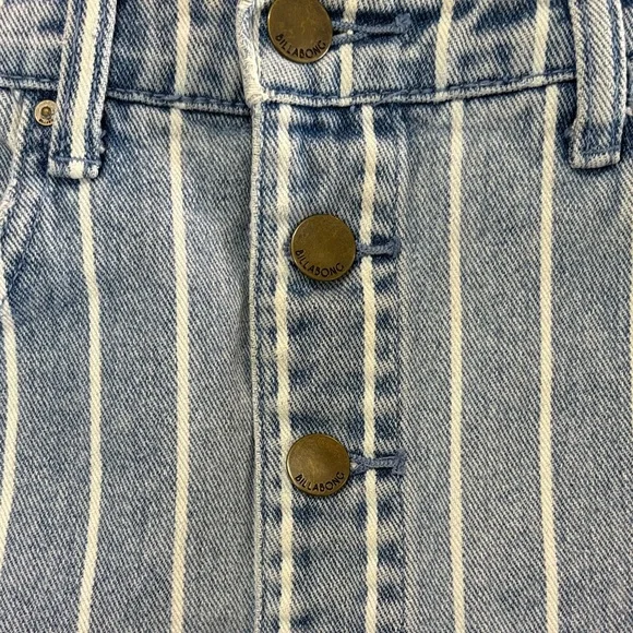Billabong Denim Striped Button-Down Mini Skirt - Picture 3 of 5